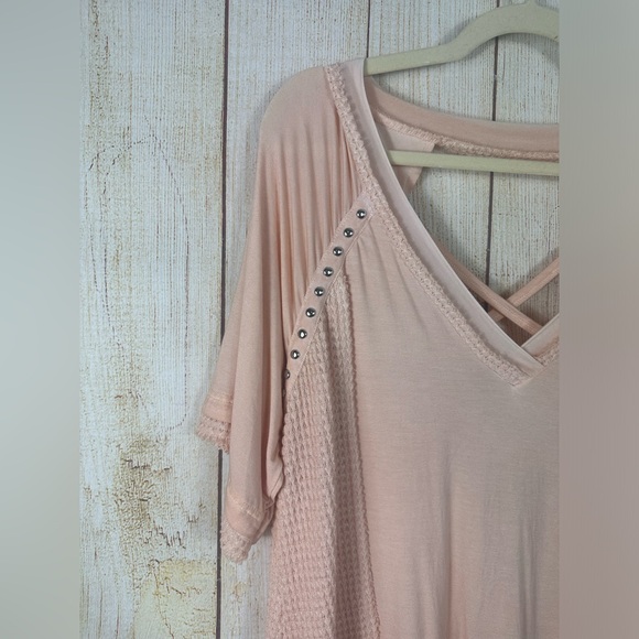 POL Studded Strappy Back Waffle Mixed Knit Top - Picture 5 of 10